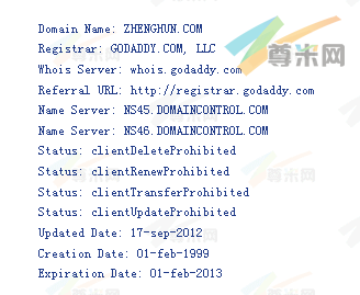 域名zhenghun.com的whois信息