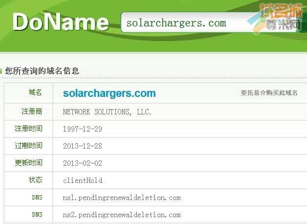 域名solarchargers.com的whois信息